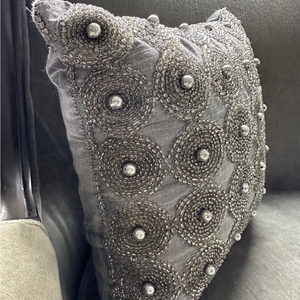 Beaded pillow (small, approx. 10”x10”)